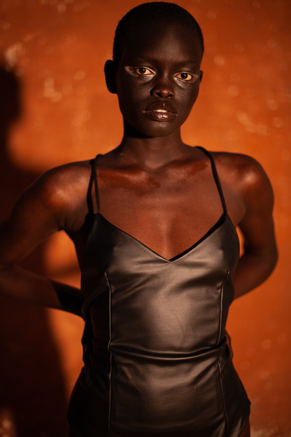 Lowkey - Bronze Vegan Leather-Handmade Tailor Bodysuit