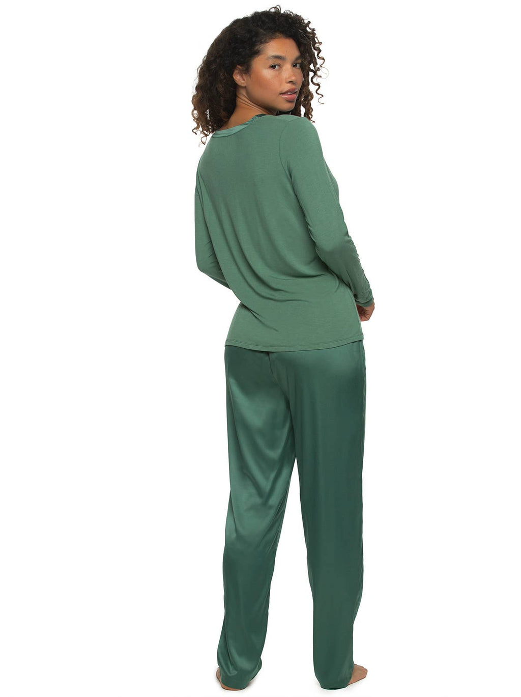 Elysees Long Sleeve Knot Top & Satin Tapered Pant Set