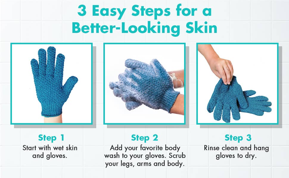 Exfoliating Shower Gloves - (Pack of 4 Gloves)