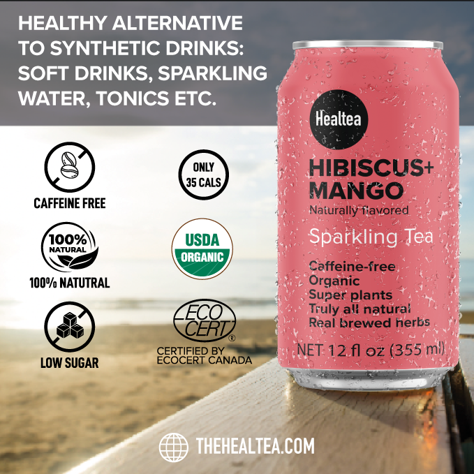 Organic Hibiscus & Mango Sparkling Premium Botanical Infusion