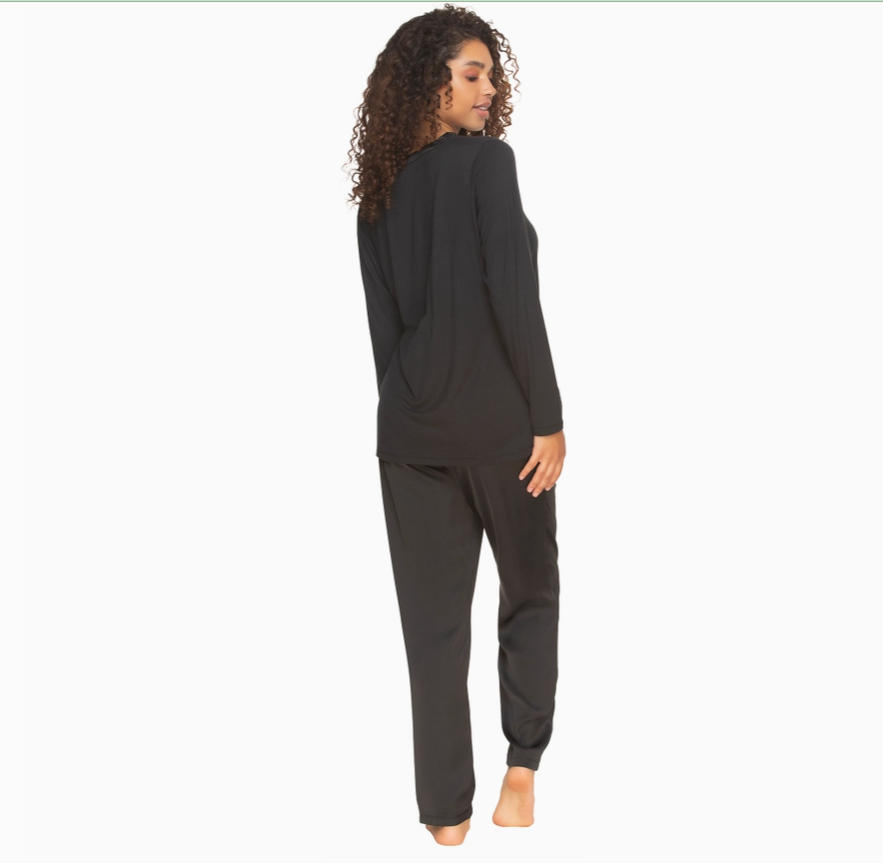 Elysees Long Sleeve Knot Top & Satin Tapered Pant Set